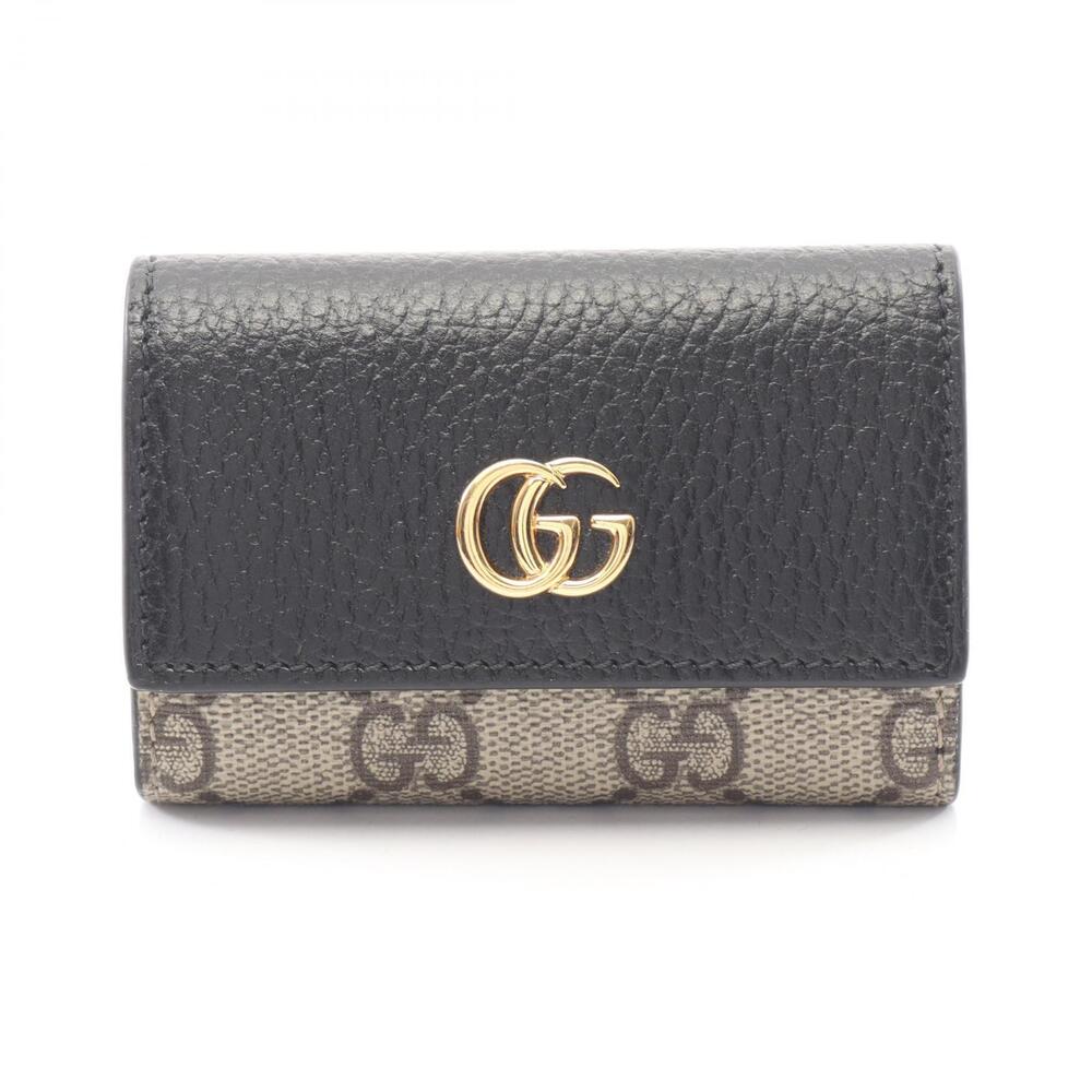 Gucci GG Marmont Key Case Accessory Leather Canvas Beige Black